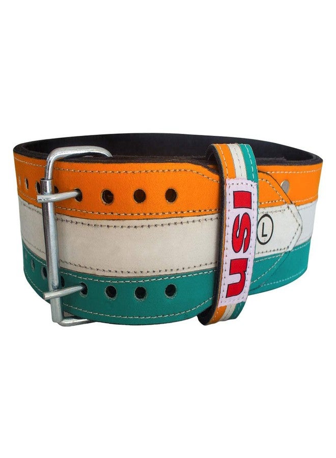 USI UNIVERSAL Power Lifting Belt, 790PLHT Tiranga Power Belt For Men & Women Weightlifting Competition Workout Training Weight Lifting Belts, Made of Suede Leather (Size L) - Image 5