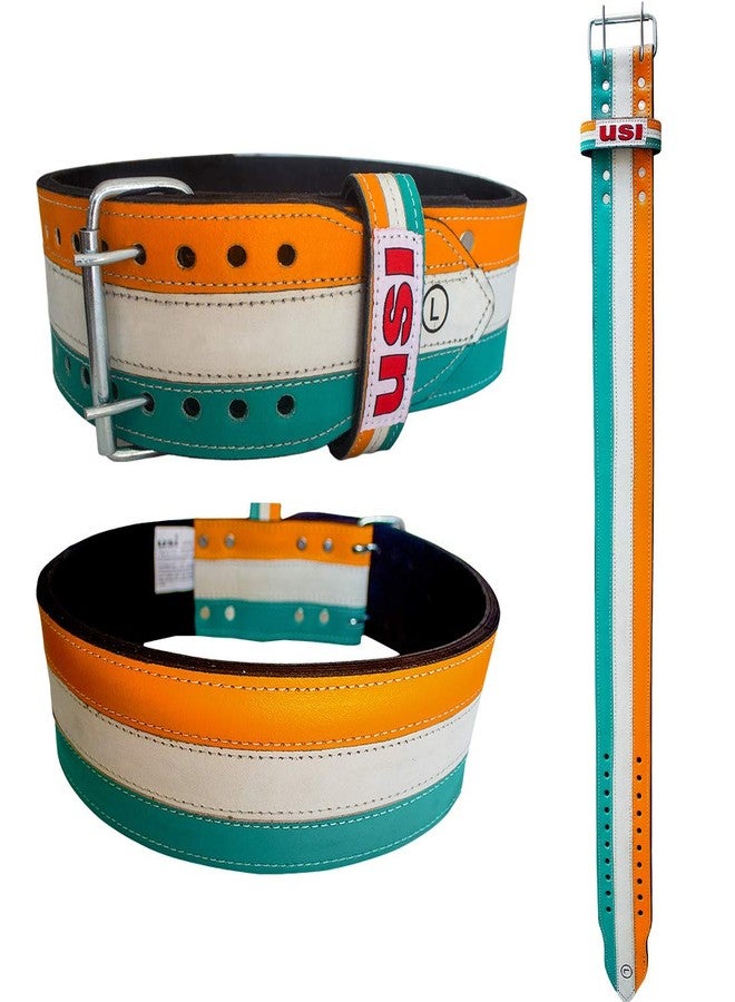 USI UNIVERSAL Power Lifting Belt, 790PLHT Tiranga Power Belt For Men & Women Weightlifting Competition Workout Training Weight Lifting Belts, Made of Suede Leather (Size L) - Image 1