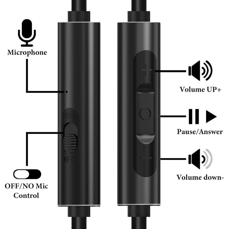 Geekria QuickFit Cable with Mic Compatible with B & O H9i, H8i, H9 3rd Gen, H8, H4, B & W PX, PX7 Headphones Cable, 3.5mm AUX Replacement Stereo Cord with Inline Microphone (Black 5.6FT) - Image 3
