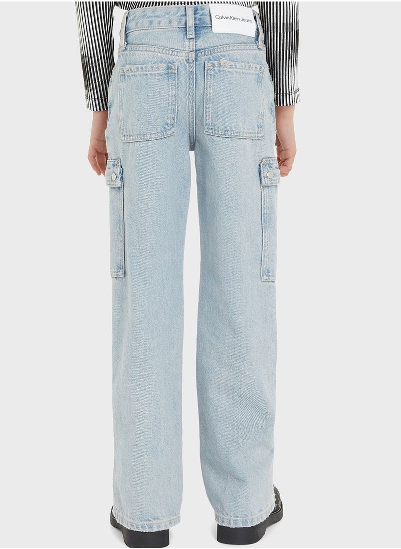 Calvin Klein Jeans - Kids Light Wash Straight Fit Jeans - Image 1
