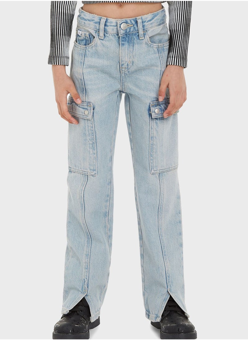 Calvin Klein Jeans - Kids Light Wash Straight Fit Jeans - Image 1