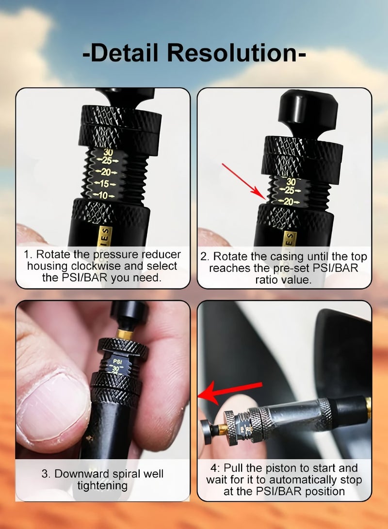Generic Tire Deflator Valve Kit, High Accuracy Screw On Tire Air Down Tool, Adjustable Auto Stop Tire Pressure Reducer For Vehicles, Motorcycle, Car, Truck, (4pcs, Black)  - Image 4