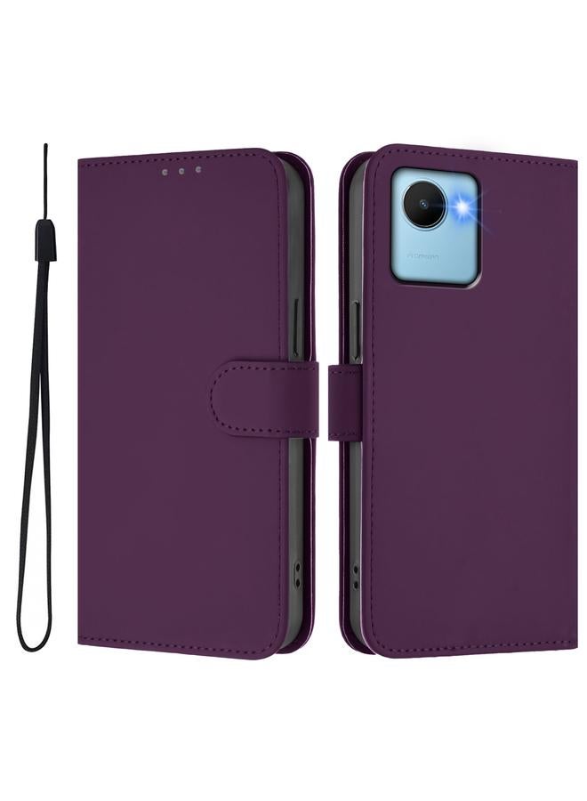 S-TOP Case For Realme C30 4G / C30s Skin Feel Solid Color Leather Phone Case with Lanyard - Image 2