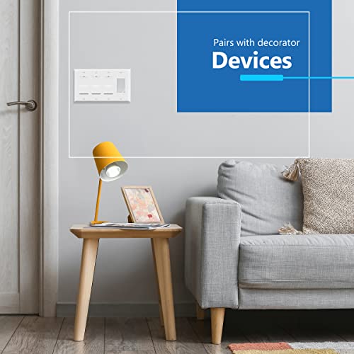 LIDER Matte Finish Quadruple Decorator Switch Cover, 4 Gang Outlet Wall Plate, Mid-Size 4-Gang 4.88" x 8.58", Unbreakable Polycarbonate Thermoplastic, UL Listed, LWP-34M-W, White - Image 3