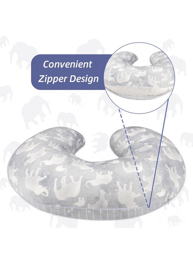 DILIMI Nursing Pillow Cover, Soft Stretchy Nursing Covers for Breastfeeding Pillows, 1 Pack Reversible Removable Slipcover for Baby Boy and Girls, Grey Elephant - Image 2