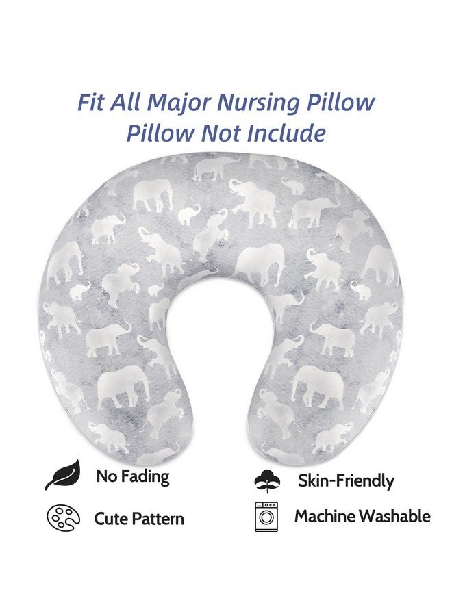 DILIMI Nursing Pillow Cover, Soft Stretchy Nursing Covers for Breastfeeding Pillows, 1 Pack Reversible Removable Slipcover for Baby Boy and Girls, Grey Elephant - Image 3