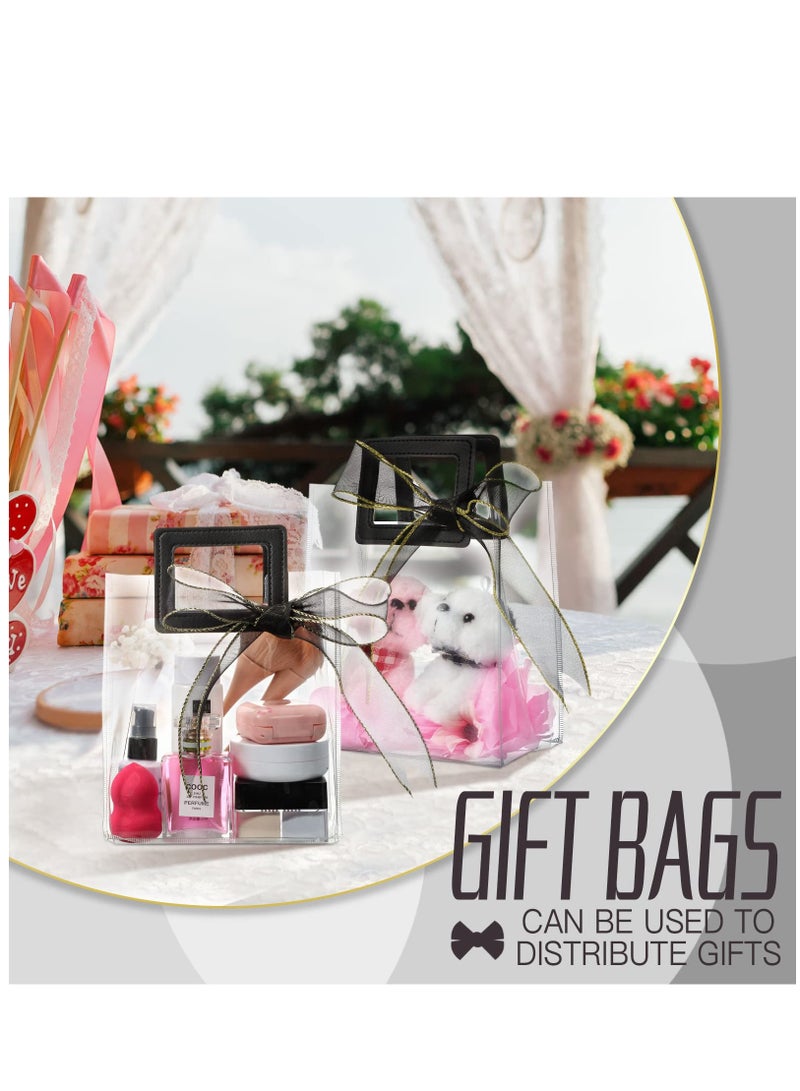 Zikra Clear Gift Bags with Handles Gift Bag with Bow Ribbon Transparent PVC Heavy Duty Gift Bag Reusable Gift Wrap Bags for Bridal Party Baby Shower Wedding Birthday Goody Bag, 7 x 4 x 8 Inch(10pcs) - Image 3