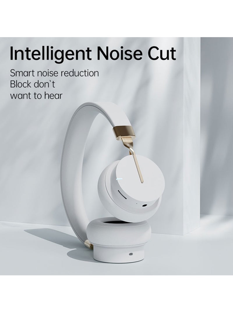 فينجر تايم سماعات رأس P3 لاسلكية بتقنية البلوتوث مع خاصية إلغاء الضوضاء ENC وANC، سماعات أذن ستيريو هاي فاي مع ميكروفون يدعم FM/TF/Aux، بيضاء - Image 2