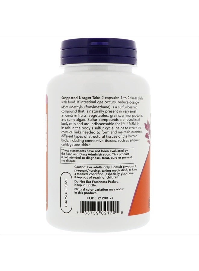 now Supplements, MSM (Methylsulfonylmethane) 1,000 mg, Joint Health*, 120 Veg Capsules - Image 3