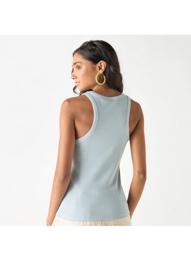 SP Characters Smurf Embellished Crew Neck Tank Top with Racerback  - Image 3