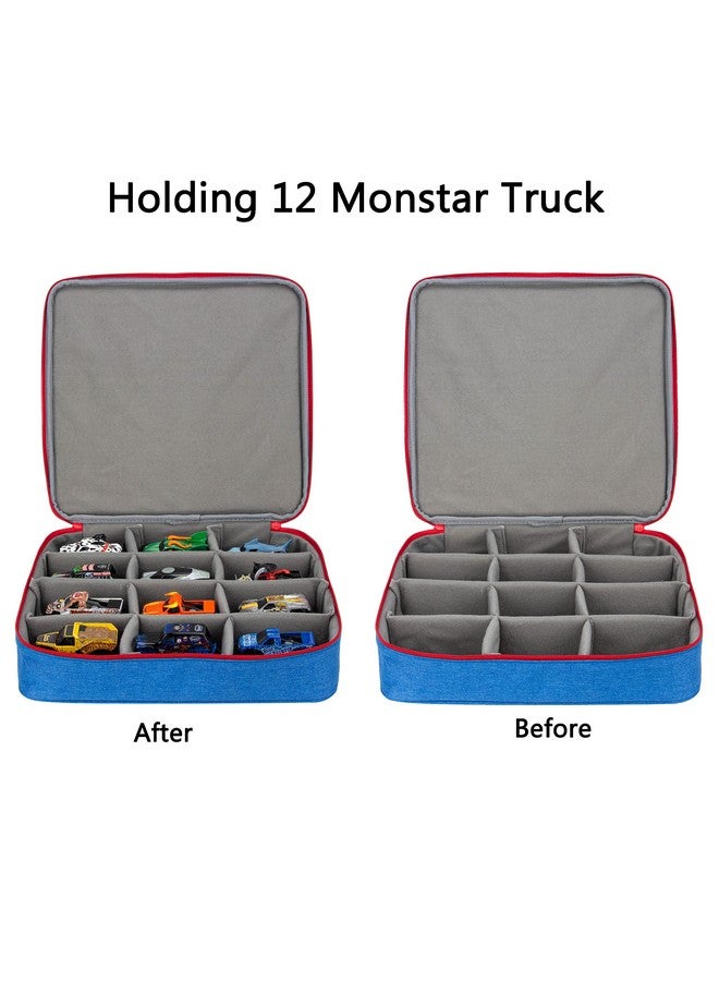 KISLANE Carrying Case For 12 Monster Jam Toy Trucks Kids Toy Cars Storage Bag Hold 12 Monster Jam Toy Trucks Bag Only (Blue)  - Image 3