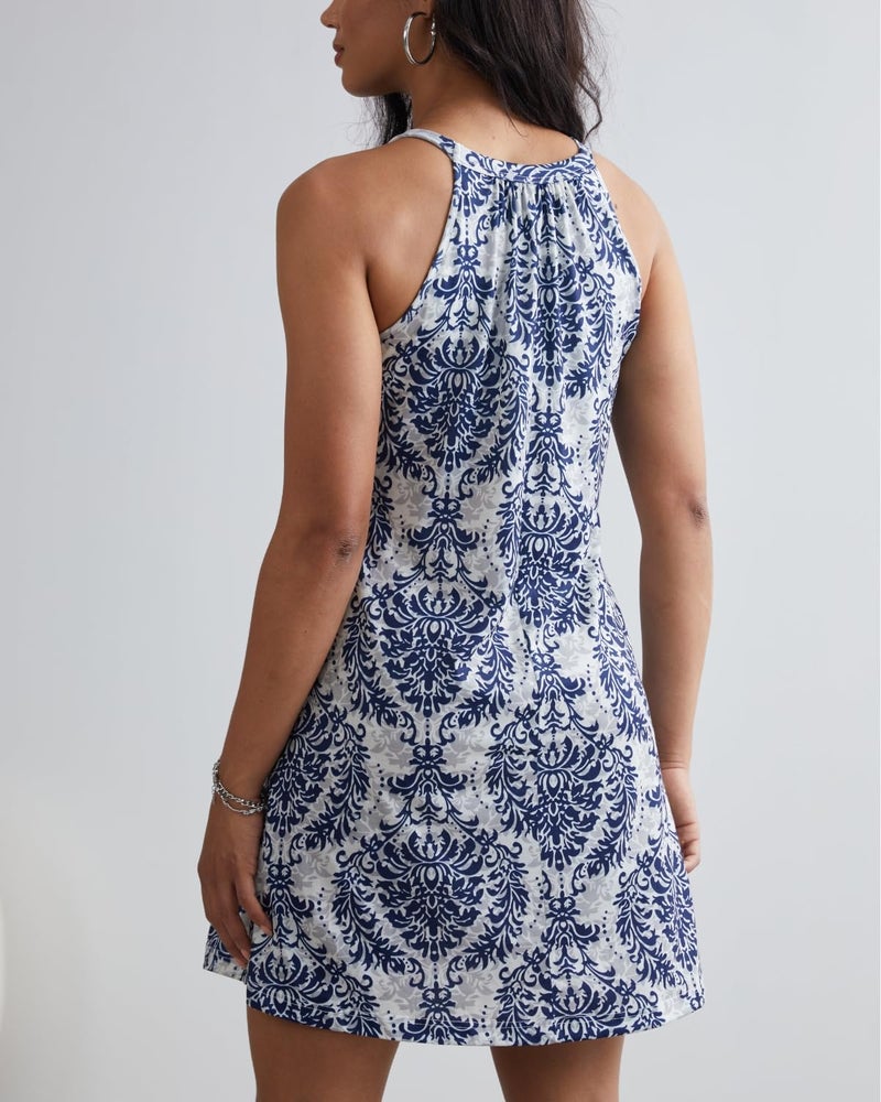 ANYFITTING Bohemian Dresses for Women Casual Beach Hawaiian Summer Halter Short Dress - Image 4