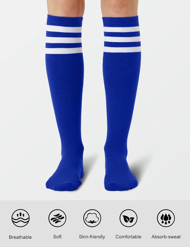 JOULLI Women's Knee High Athletic Socks Stripe Tube Outdoor Sport Socks 1-3 Pairs - Image 1