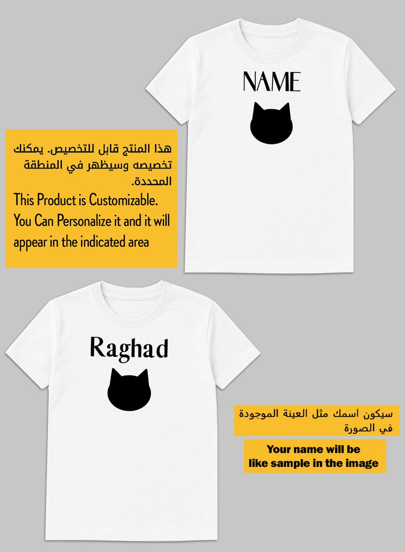 لوحة تيشيرت قطن قابل للتخصيص باسمك مع تصميم أيقونة قطة - Image 2