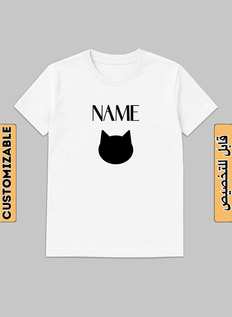 لوحة تيشيرت قطن قابل للتخصيص باسمك مع تصميم أيقونة قطة - Image 1