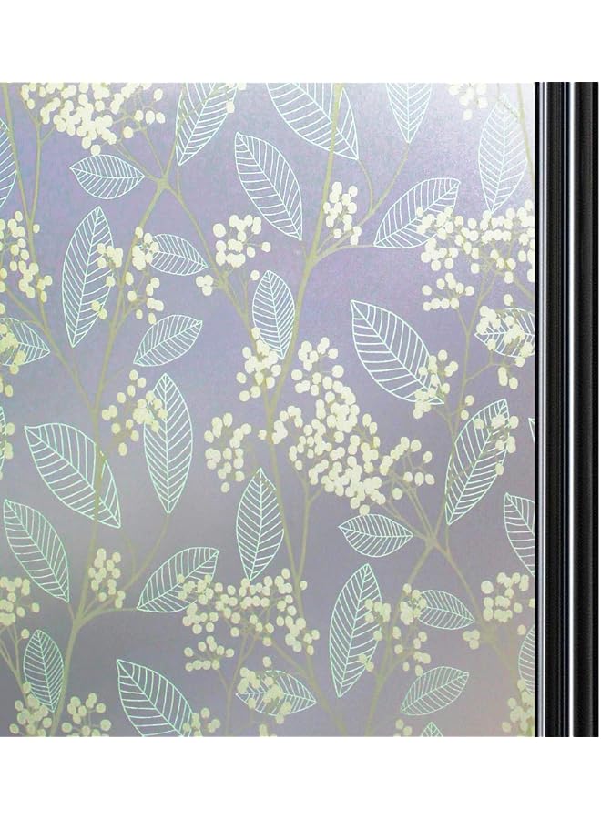 The Bros Privacy Window Film, 3D Leaf Pattern Decorative Static Cling Window Non-Adhesive Anti UV Static Cling Glass Film Protection for Home Kitchen Bedroom 45 x 200 cm - Image 1
