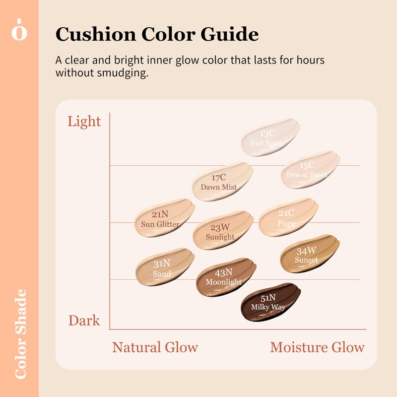 ONGREDIENTS Skin Barrier Glow Cover Cushion, All-day Coverage, Glow Finish, Lightweight, Skincare-Like Texture, Non-cakey Makeup, Korean Cushion Foundation (#13C First Snow, 0.49 oz) - Image 4