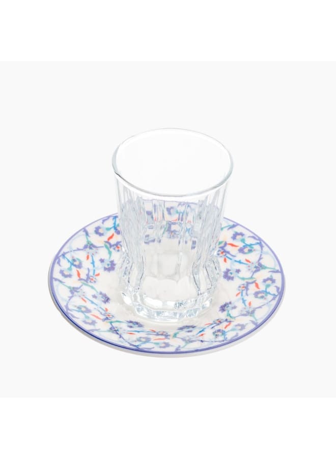 Zinnia 2 Set Of 6 Coffee Glass Cup And 6 Porcelain Saucer