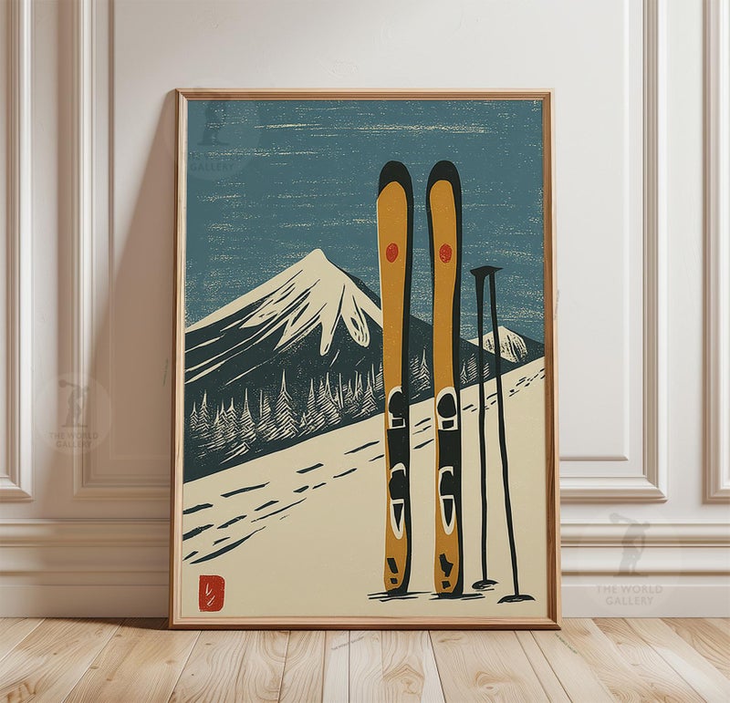 TNESSENTIAL Ski Mountain Poster | Vintage Winter Sports Wall Art | Snow Landscape Alpine Print - Image 1