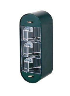 YQbest Wall Mounted Seasoning Containers 5 Grids Spice Box Organizer with Handle and spoon green  - Image 1