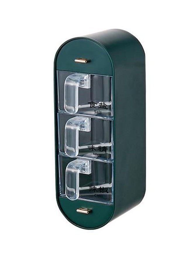 YQbest - Wall Mounted Seasoning Containers 5 Grids Spice Box Organizer with Handle and spoon green - Image 1