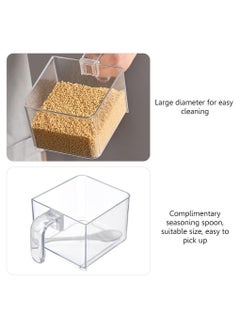 YQbest Wall Mounted Seasoning Containers 5 Grids Spice Box Organizer with Handle and spoon green  - Image 3