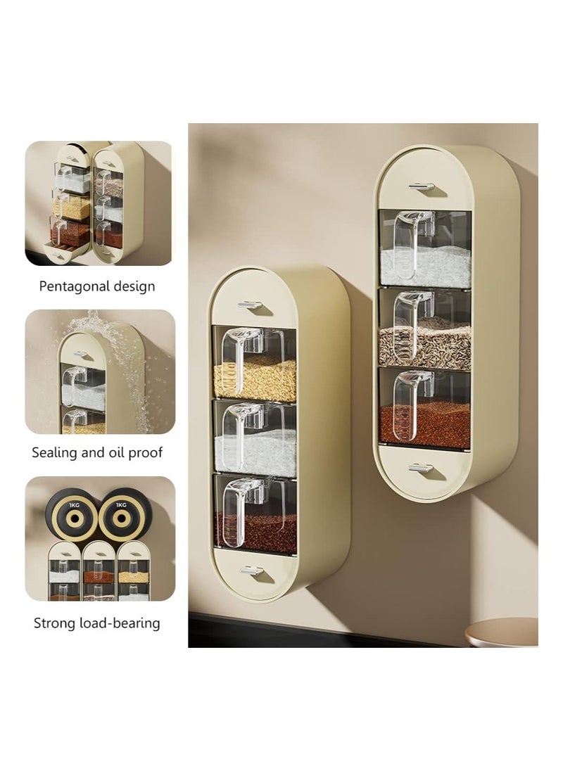 YQbest - Wall Mounted Seasoning Containers 5 Grids Spice Box Organizer with Handle and spoon green - Image 1
