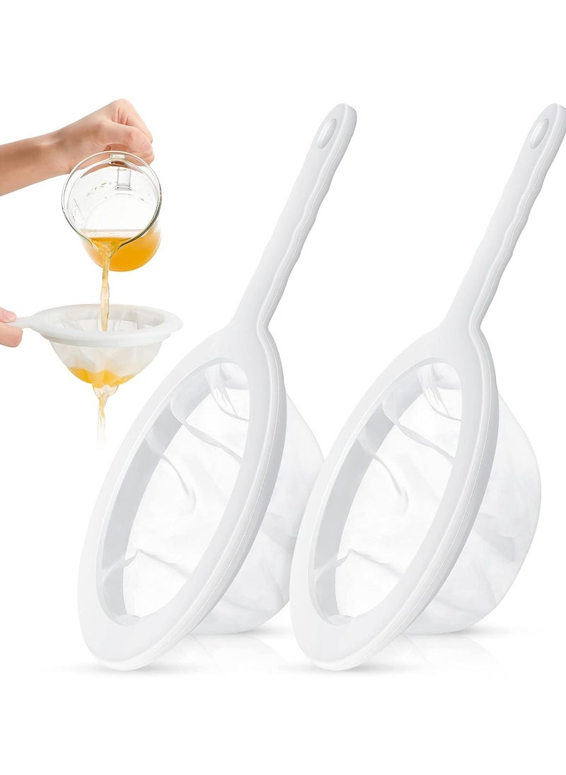 2 Pieces Ultra Fine Mesh Strainer Nylon Food Juice Strainer Yogurt Mesh Sieve Plastic Mesh Colander with Handle Mini Brine Shrimp Separation Net for Kitchen(120/200 Mesh)