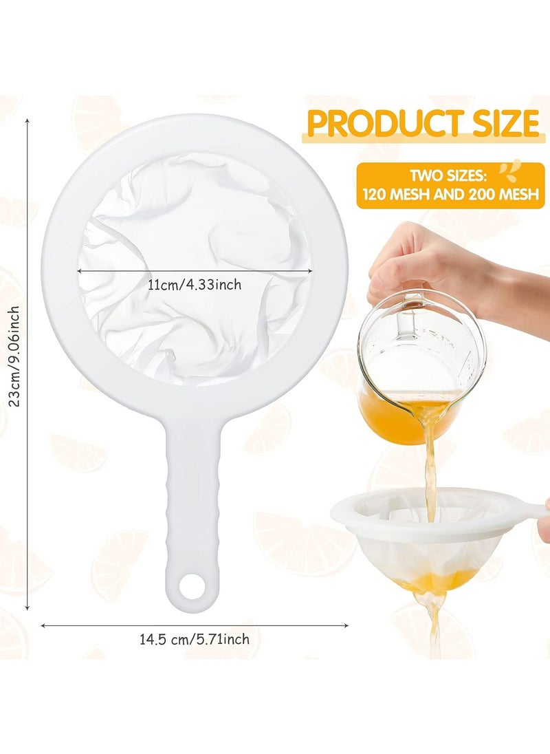 2 Pieces Ultra Fine Mesh Strainer Nylon Food Juice Strainer Yogurt Mesh Sieve Plastic Mesh Colander with Handle Mini Brine Shrimp Separation Net for Kitchen(120/200 Mesh)