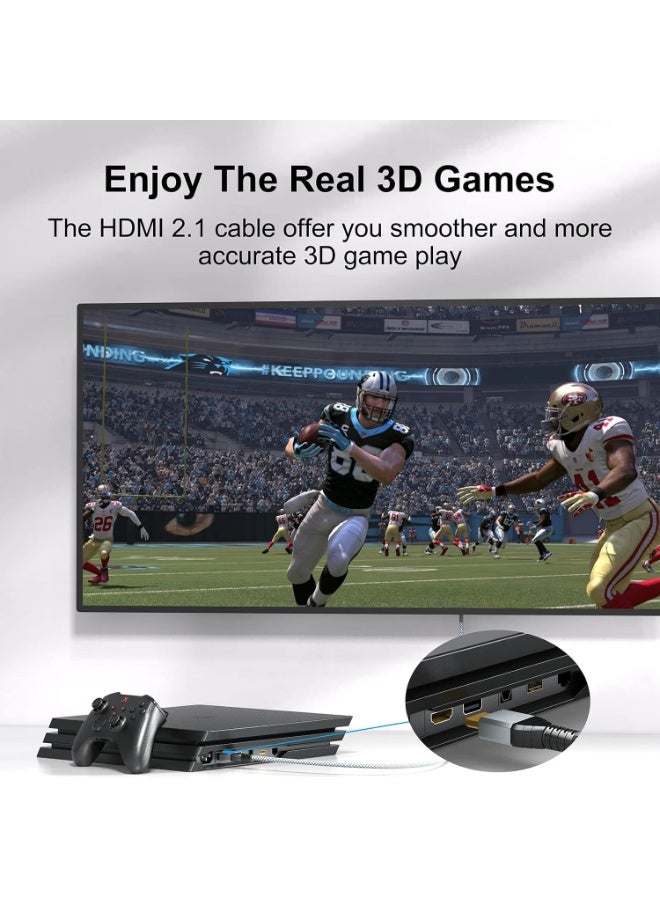 كابل HDMI 2.1 فائق السرعة – يدعم دقة 8K بمعدل 60 هرتز، ودقة 4K بمعدل 120 هرتز، وسرعة نقل بيانات تصل إلى 48 جيجابت في الثانية، وتقنية HDR، وتقنية eARC، وتقنية VRR (طوله متران) - Image 3