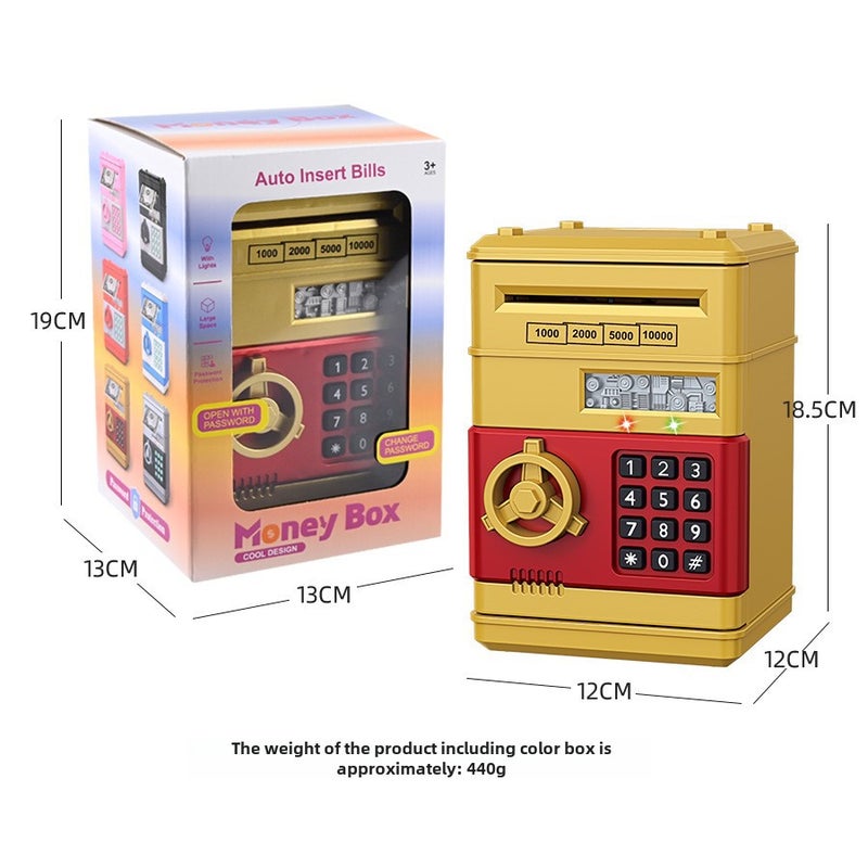 Children's Piggy Bank Creative Password Unlock Automatic Roll Money ATM Large Capacity Accessible Mini Safe Toy(Password deposit box) - Image 5