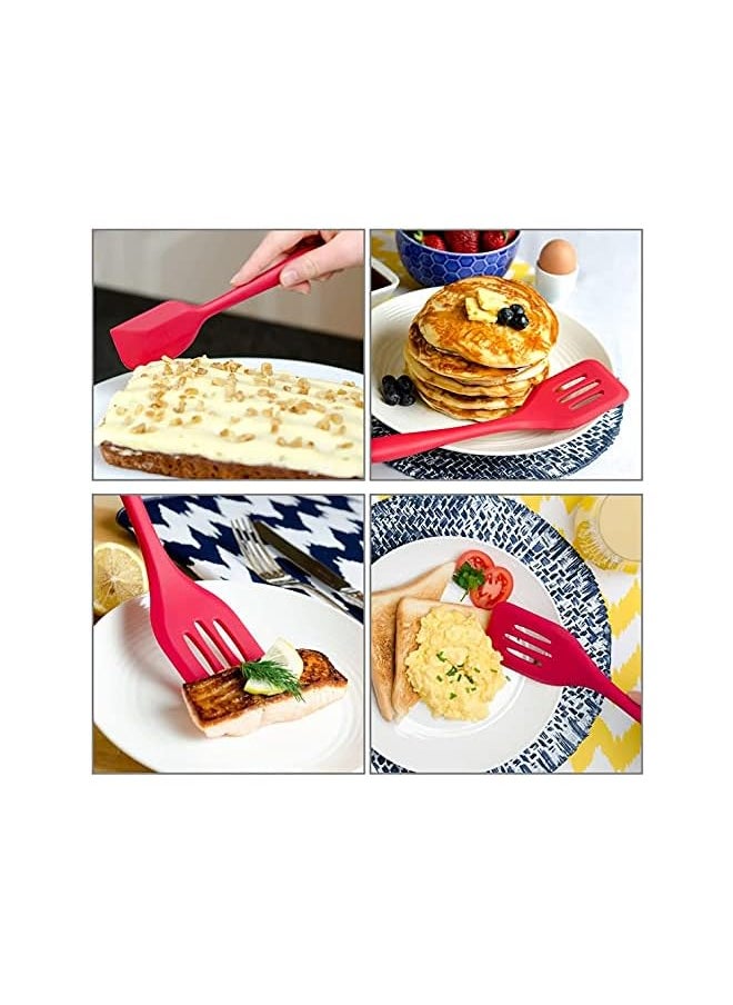 erorex - Shopnic 10pcs Kitchen Utensil Set - Silicone Kitchenware Cooking Utensils - Non Stick Cooking Turner Tong Baking Brush Spatula Spoon Whisk Soup Ladle Heat Resistant Cookware with Hook Hole (Red) - Image 1