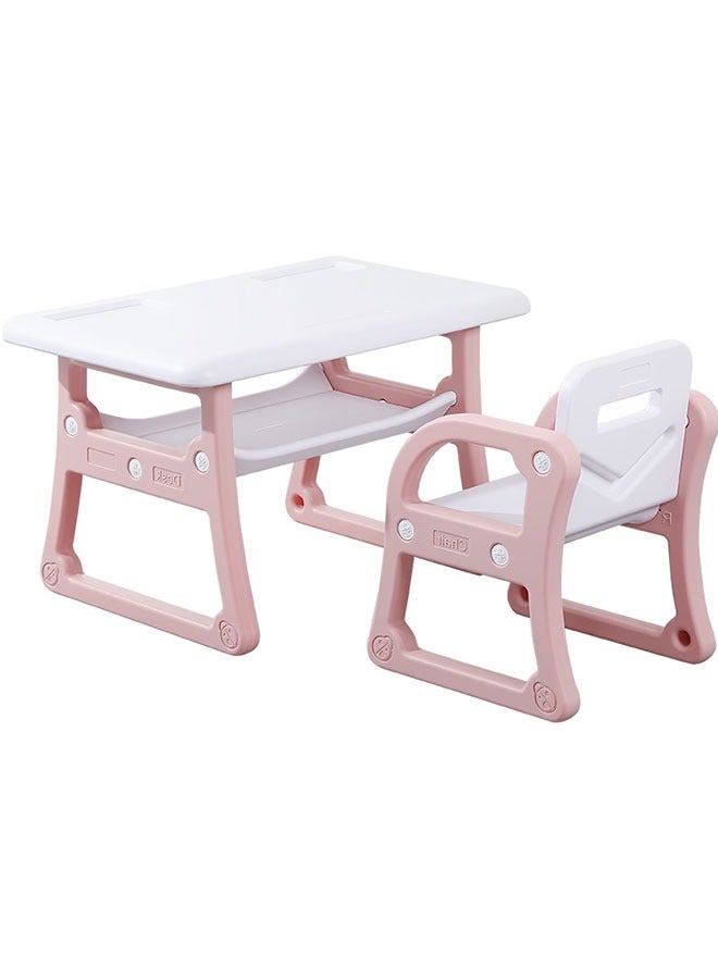 Kids Table and Chair Set Ergonomic Toddler Table and Chair Children Activity table with Storage Space Kindergarten Reading Study Desk Chair for Children's Drawing Writing Reading Games - Image 1