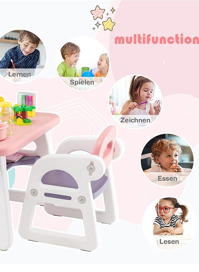 Kids Table and Chair Set Ergonomic Toddler Table and Chair Children Activity table with Storage Space Kindergarten Reading Study Desk Chair for Children's Drawing Writing Reading Games - Image 5