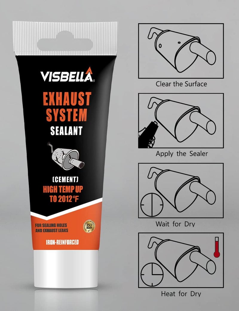 Visbella 150g Auto Vehicle Exhaust System Sealant, Non-Slumping Professional Repair Crack Adhesive Super Glue Sealer for Car Mufflers, Tailpipes, Catalytic Converters - Image 5