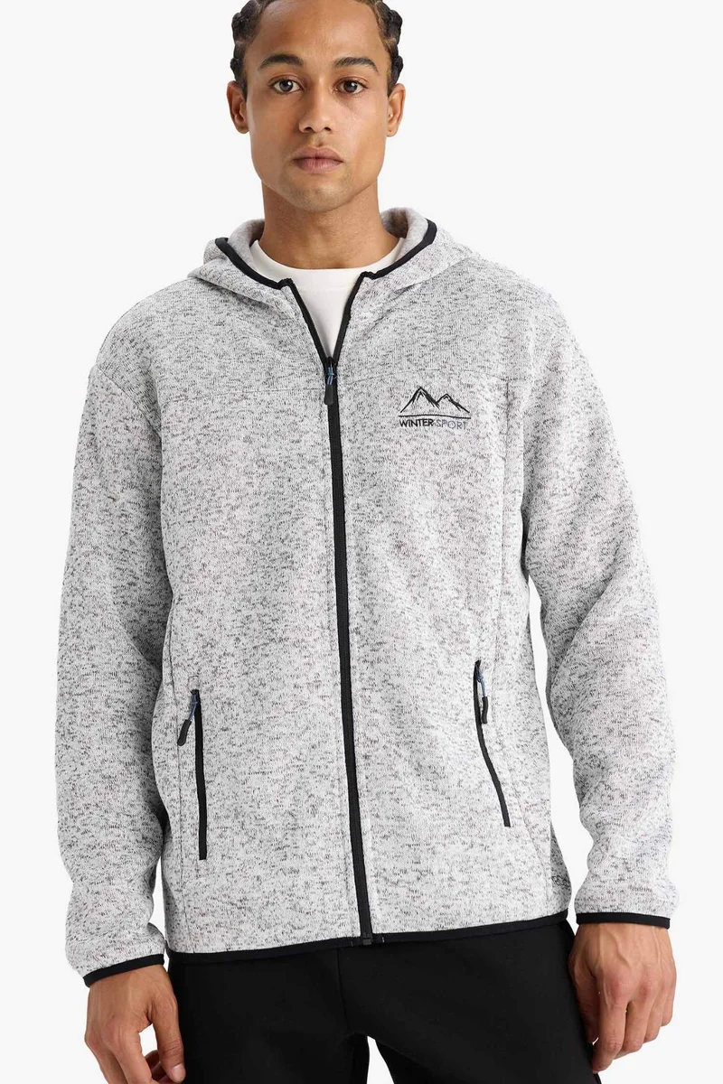 DeFacto Standard Fit Zippered Fleece Soft Lining Cardigan