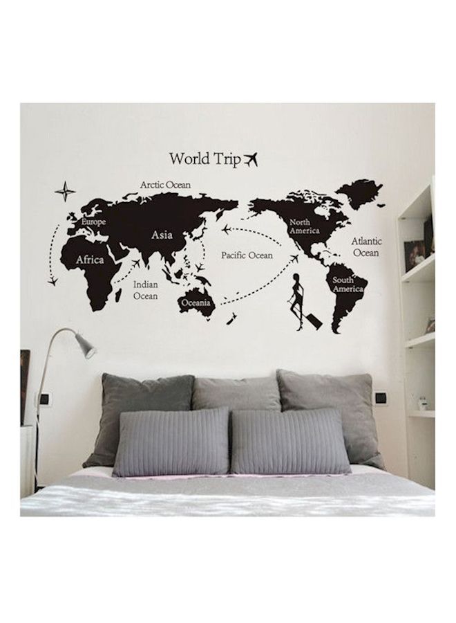 Y&D World Map Wall Decal Sticker Black - Image 1