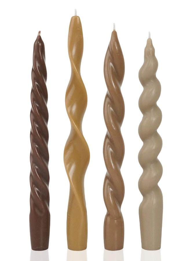 LPUSA Spiral Taper Candles Brown Short Candle Sticks Unscented Smokeless Twisted Candlesticks for Fall Decor Holiday Dinner Party Christmas Decorations-7.5inch-4pack - Image 1