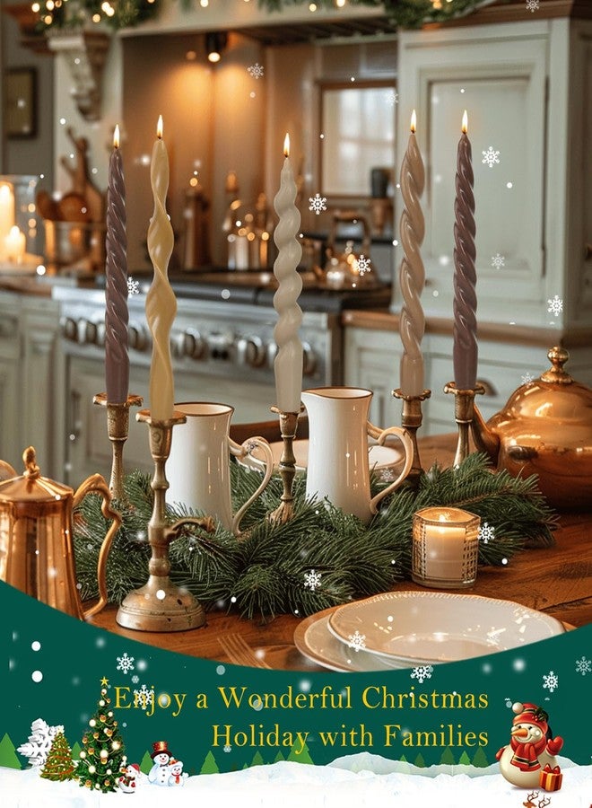 LPUSA Spiral Taper Candles Brown Short Candle Sticks Unscented Smokeless Twisted Candlesticks for Fall Decor Holiday Dinner Party Christmas Decorations-7.5inch-4pack - Image 2