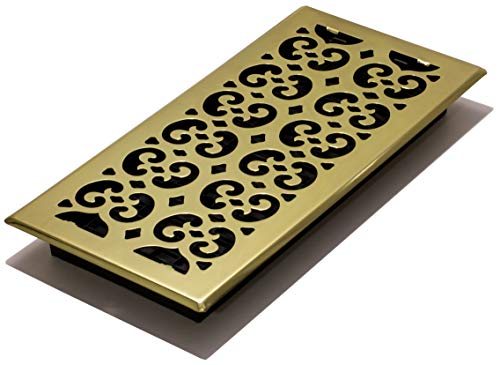 Decor Grates SPH614-A Scroll Collection Floor Register, 6x14 Inches, Antique Brass Finish - Image 1