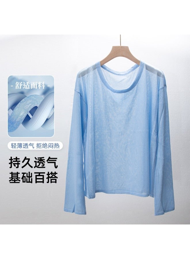 Modal Spring And Summer T-Shirt Women Long Sleeve Ice Silk Breathable Loose Simple Fashion Versatile Air Conditioning Blouse Top Women - Image 3