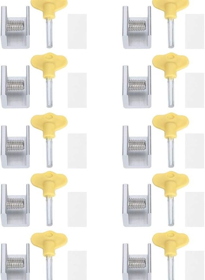 Adjustable Aluminum Sliding Window Locks 10pc Set For Horizontal And Vertical Windows - Image 2