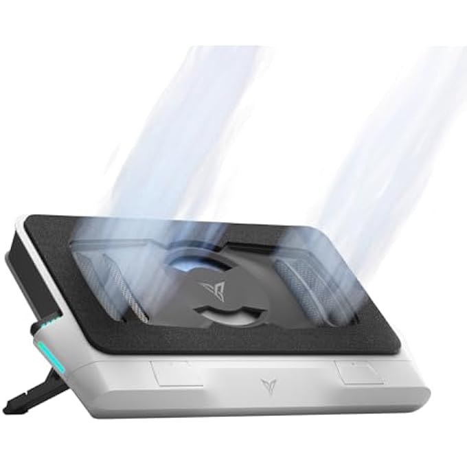 rayihni BS2 PRO LAPTOP COOLING PAD RGB FOR 15.6-21 INCH, WIND-PRESSURE CLOSED-LOOP TURBO-FAN WITH MAX 4000RPM, TRIPLE NOISE REDUCTION, INTELLIGENT TEMPERATURE CONTROL,4 HEIGHT STANDS - Image 1