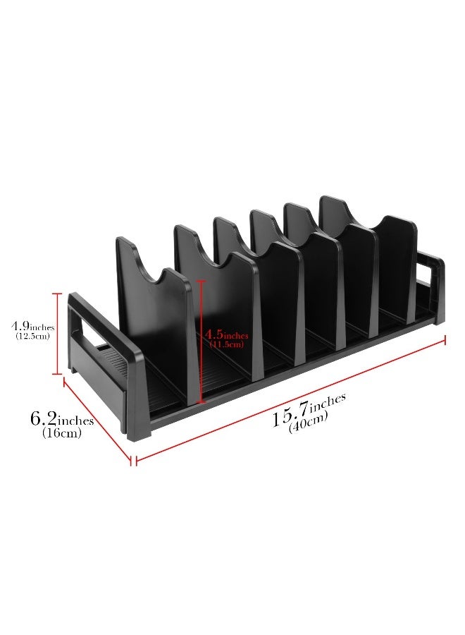 Pot and Pan Organizer, Desktop Pot Lid Holder Pot Organizers Inside Cabinet, Dish Organizer for Cabinet for Kitchen, Black - Image 2