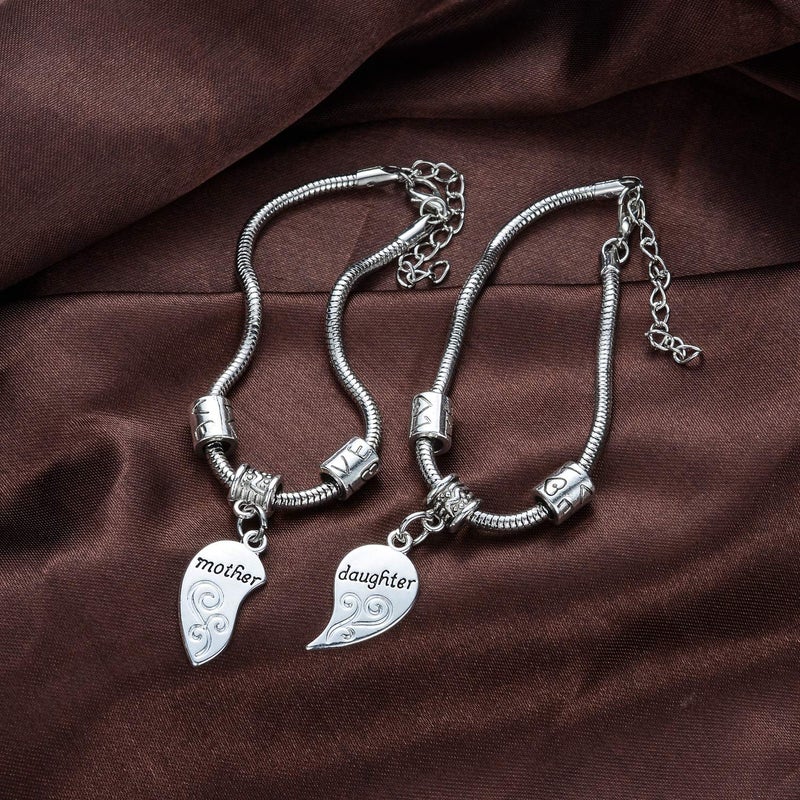 YEEQIN 2PCs Matching Heart Mother Daughter Bracelets Mother Daughter Jewelry Set Gift for Mom or Daughter - Image 4