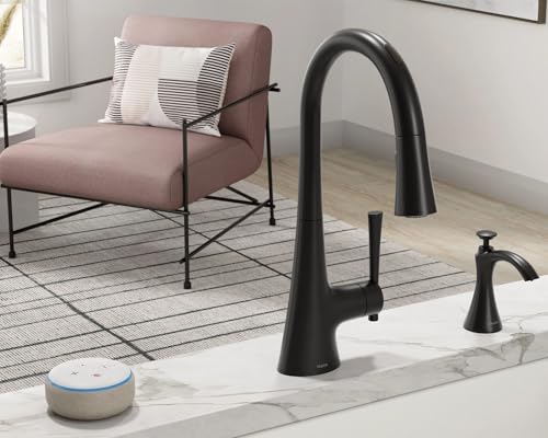 MOEN موين S3946BL موزع صابون مطبخي مثبت على السطح مع زجاجة قابلة لإعادة التعبئة فوق الحوض، أسود غير لامع - Image 2