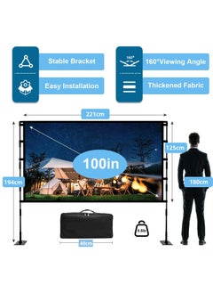 FlashHawk Portable Projector Screen - 100 inch 16:9 4K HD Projector Screen with Stand, Carry Bag for Indoor Outdoor Home Theater Backyard Cinema Camping  - Image 3