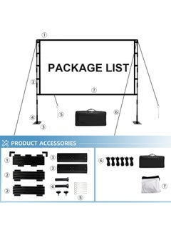 FlashHawk Portable Projector Screen - 100 inch 16:9 4K HD Projector Screen with Stand, Carry Bag for Indoor Outdoor Home Theater Backyard Cinema Camping  - Image 5