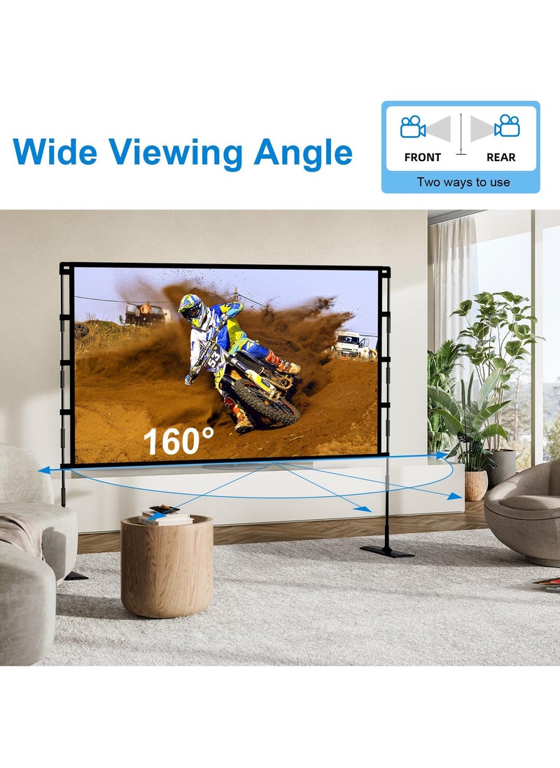 FlashHawk - Portable Projector Screen - 100 inch 16:9 4K HD Projector Screen with Stand, Carry Bag for Indoor Outdoor Home Theater Backyard Cinema Camping - Image 1