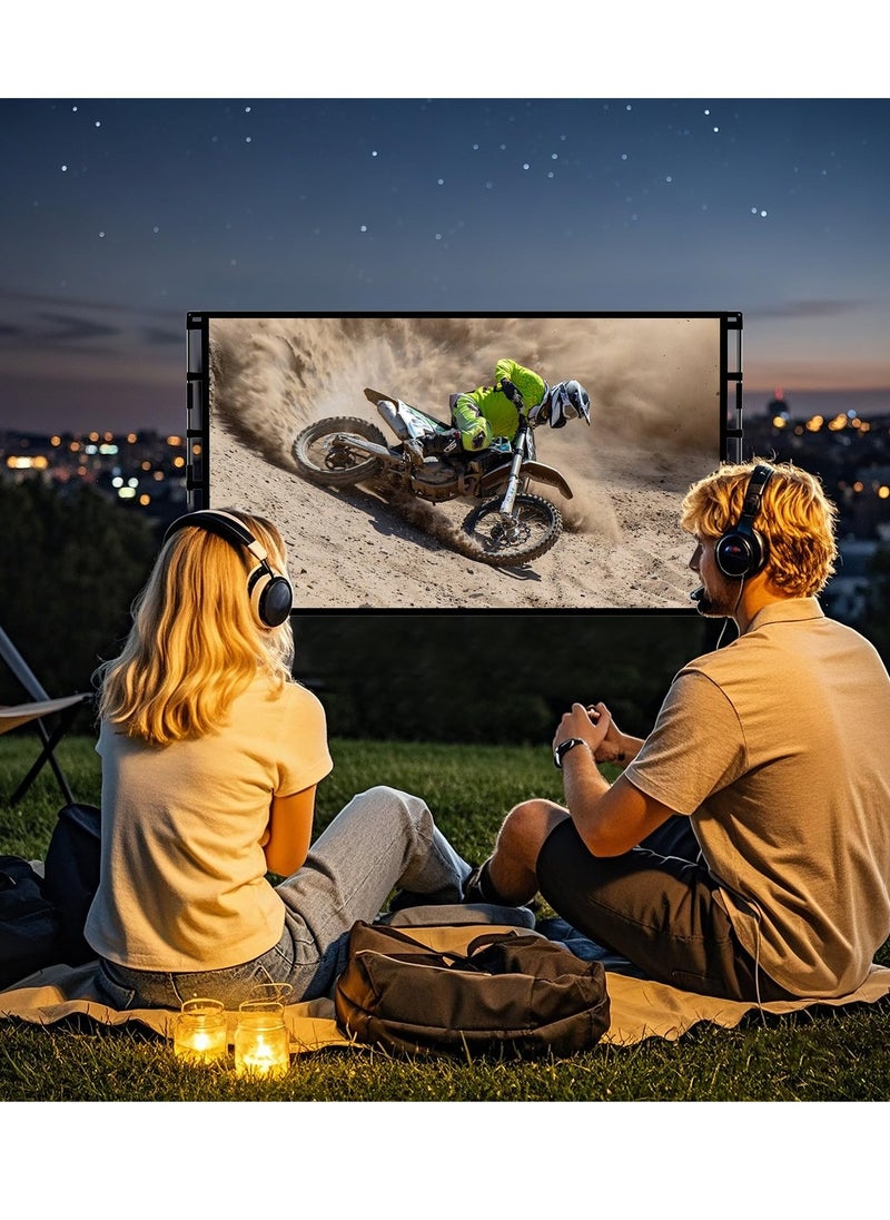 FlashHawk - Portable Projector Screen - 100 inch 16:9 4K HD Projector Screen with Stand, Carry Bag for Indoor Outdoor Home Theater Backyard Cinema Camping - Image 1